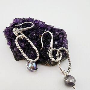 SWEETWATER PEARL HANDMADE EARRINGS DANGLIN STYLE STERLING SILVER
